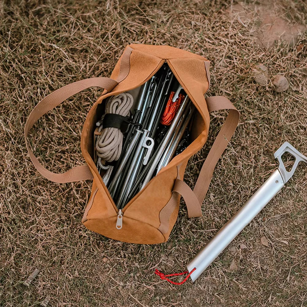 Large Capacity Tent Peg Storage Bag - Lightweight Portable Pouch for Camping Stakes, Ground Nails and Outdoor Tools