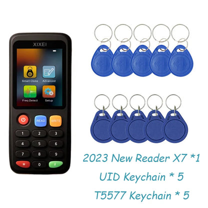 X7 RFID Smart Card Reader and Copier - 125kHz ID and 13.56MHz NFC Chip Writer for NTAG213/215 Cards and Tags
