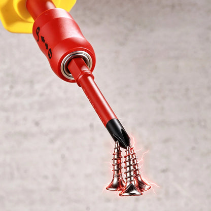 Insulated Magnetic Screwdriver Set - Interchangeable Phillips & Slotted Bits for Electrical & Motorcycle Repair