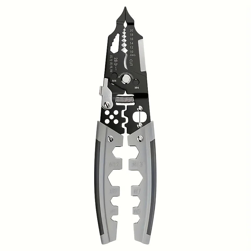 28 In 1 Professional Wire Stripper Tool - 8-Inch Wire Cutter, Crimper, Cable Stripper & Electrical Wiring Tool