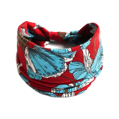 Bohemian Wide Cotton Stretch Headbands for Women – Turban Style Hairbands, Bandana Headwrap Hair Accessories