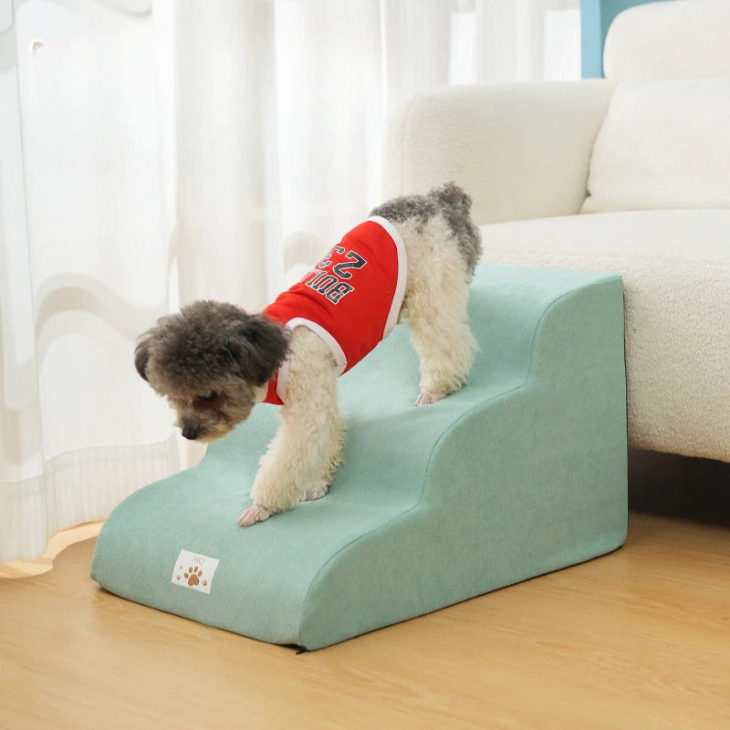 Pet 2/3-Step Stair Ramp for Dogs and Cats - Memory Foam Sponge, Removable and Washable, Training Pet Ramp for Sofa