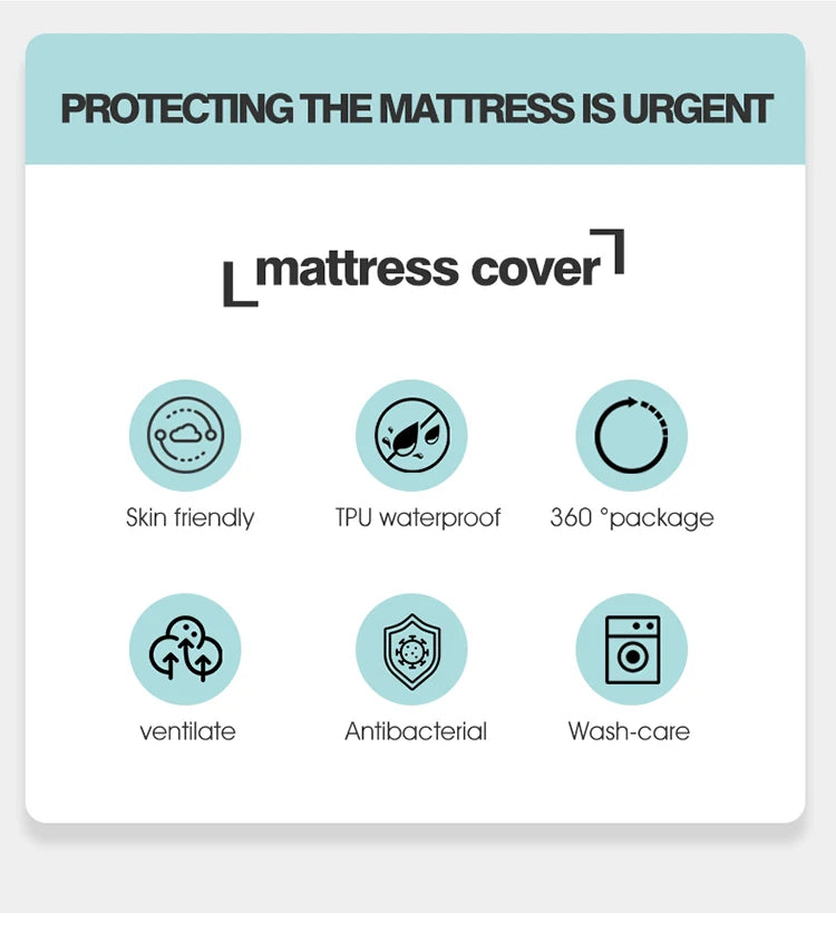Waterproof Mattress Protector with Zipper - Soft, Breathable & Noiseless Cover for Single, Double, Queen, or King Size Bed