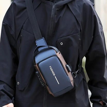 Durable Oxford Fabric Men’s Sling Bag — Stylish Motorcycle Crossbody Chest Pack with Phone Pocket & Zip Closure for Daily Commute