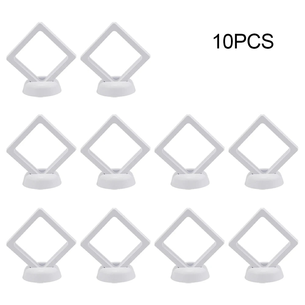 3D Floating Jewelry & Coin Display Frame – Clear Stand for Rings, Pendants, and Gemstones