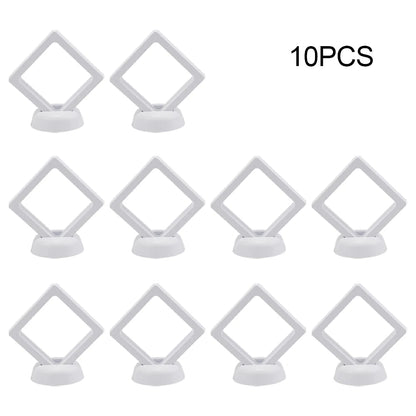 3D Floating Jewelry & Coin Display Frame – Clear Stand for Rings, Pendants, and Gemstones