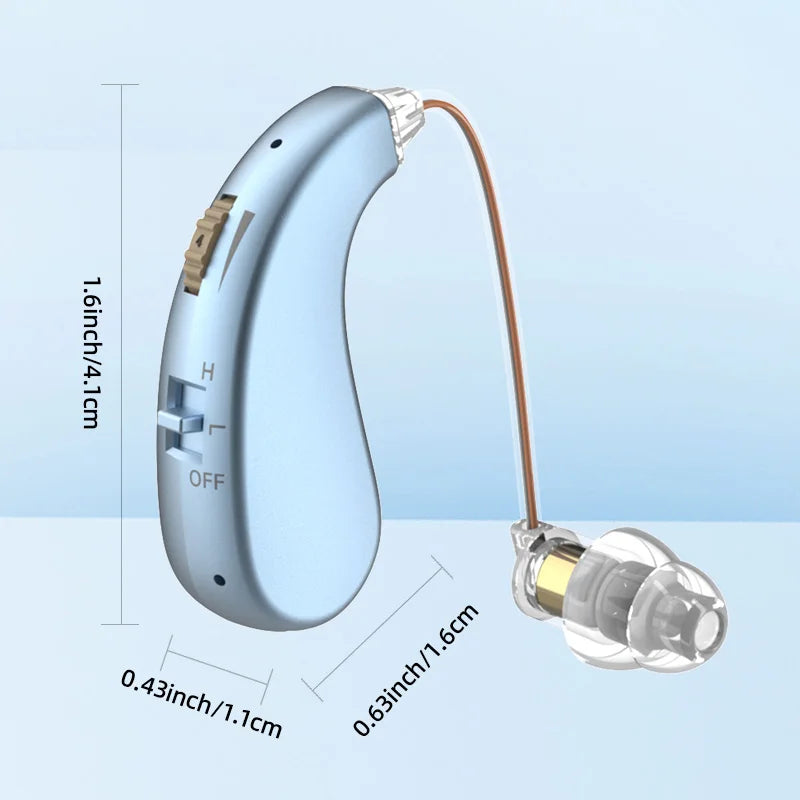2 Sets of Mini Digital Hearing Aids – Rechargeable Adjustable Earphones for Elderly, Portable Amplifiers