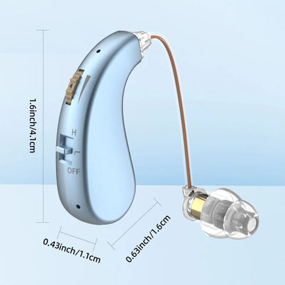 2 Sets of Mini Digital Hearing Aids – Rechargeable Adjustable Earphones for Elderly, Portable Amplifiers
