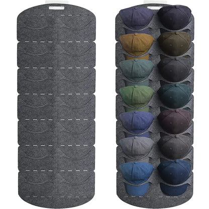 Felt Hat Storage Rack - Wall-Mounted Cap Holder, Baseball Peaked Cap Organizer, Travel Bag Clip, Closet Organizador