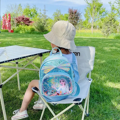 Disney Frozen Elsa & Anna Sequin Backpack - Glitter PU Leather School Bag for Girls, Kawaii Travel Backpack & Christmas Gift