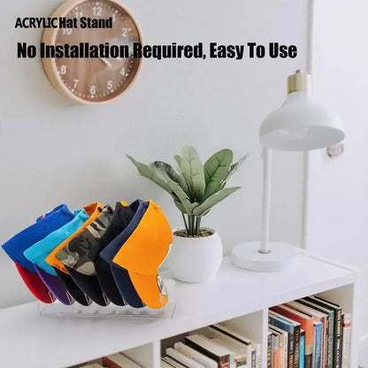 Stackable Acrylic Baseball Cap Rack — Rectangular Hat Organizer Stand for Display and Storage