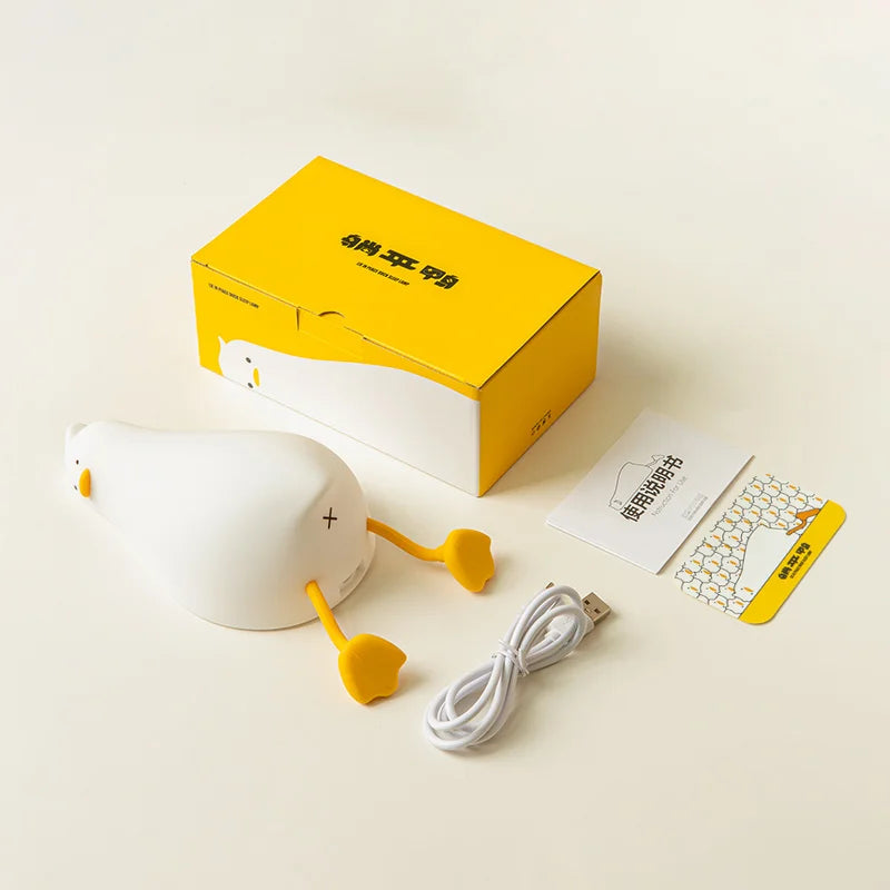 Duck LED Night Light – Rechargeable Pat Silicone Lamp, Cute Cartoon Bedside Nightlight for Kids, Home Decor & Birthday Gift