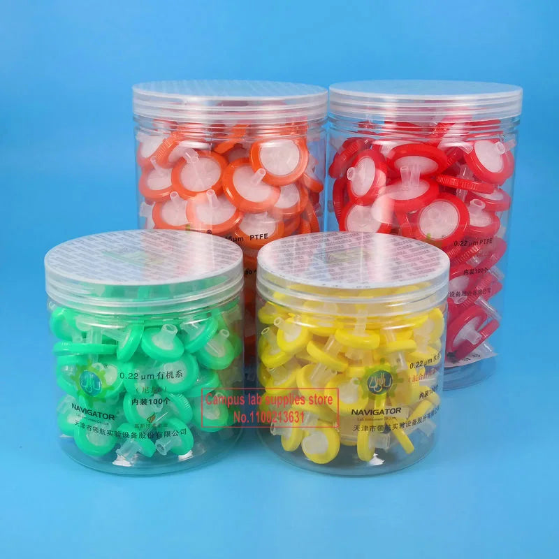 100PCS/Box Lab Syringe Filters — 13mm/25mm MCE, Nylon, PTFE Membranes, 0.22µm or 0.45µm Needle Filter for Laboratory Equipment