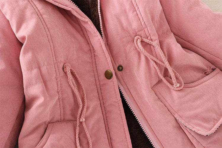 2024 Women's Winter Cotton Jacket – Slim Fit Hooded Parka, Embroidered Padded Warm Casual Overcoat