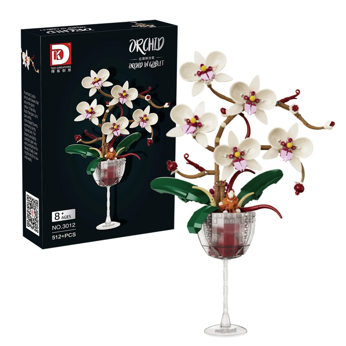 MOC Building Blocks Orchid Flower Bouquet – DIY Bonsai Plant Model for Home Decor & Kids Gift