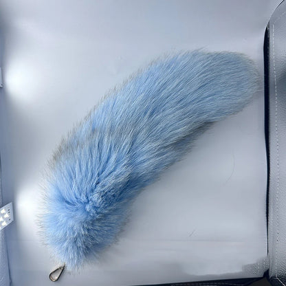 Natural Fox Fur Tail Keychain – 40cm Furry Racoon Bag Charm & Fluffy Keyring Accessory for Women