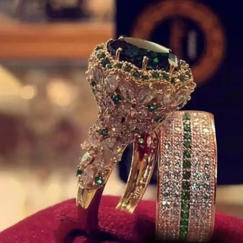 Fashion Luxury Princess Ring Set – Cubic Zirconia Bridal Rings, Elegant Wedding Jewelry for Women and Couples