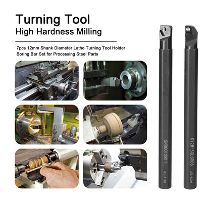 8-16mm Lathe Turning Tool Holder — Boring Bar & CNC Metal Cutter Rod with Shank and Inserts