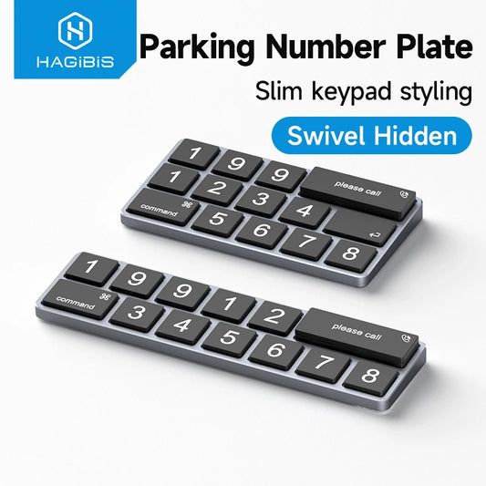 Hagibis Car Temporary Parking Number Plate – Aluminum Creative Parking Phone Card, Vehicle License Contact Accessory