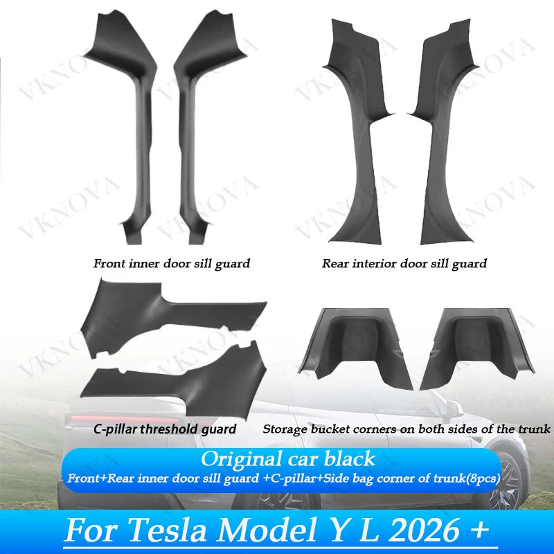 Tesla Model YL and Model Y Juniper 2025 Door Sill Guards – ABS Front and Rear Inner Threshold Protector Trim Plates