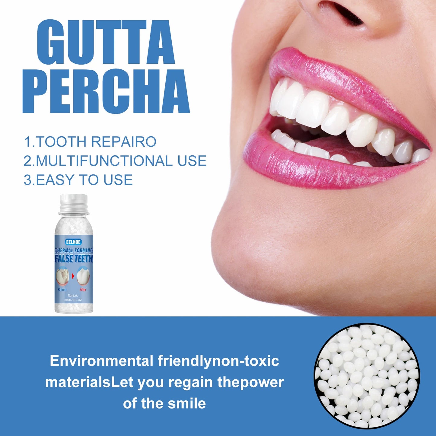 Resin False Teeth & Solid Gums — Temporary Filling Material for Dentistry, Oral Care, Denture Restoration 20/30ml