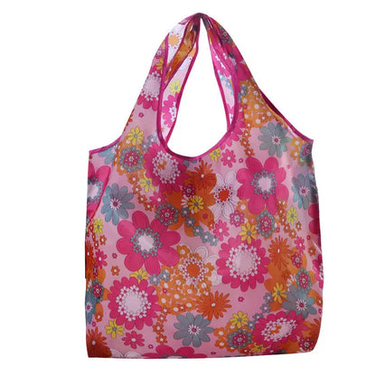 Portable Foldable Shopping Bag – Large Capacity Nylon Tote with Fashion Prints, Lightweight Reusable Travel & Grocery Essential Bag