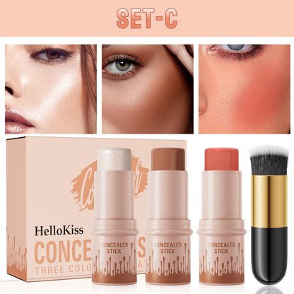 Contour Stick Set – Natural Matte Finish Highlighters & Shadow, Waterproof V-Face Shaping Contour Wand for Face Makeup