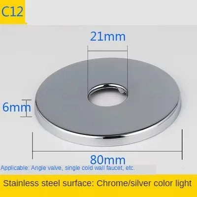 2Pcs Stainless Steel Faucet Decorative Cover – 1/2" & 3/4" Water Pipe Connector Heightening Valve Panel for Kitchen & Shower Faucet Accessories