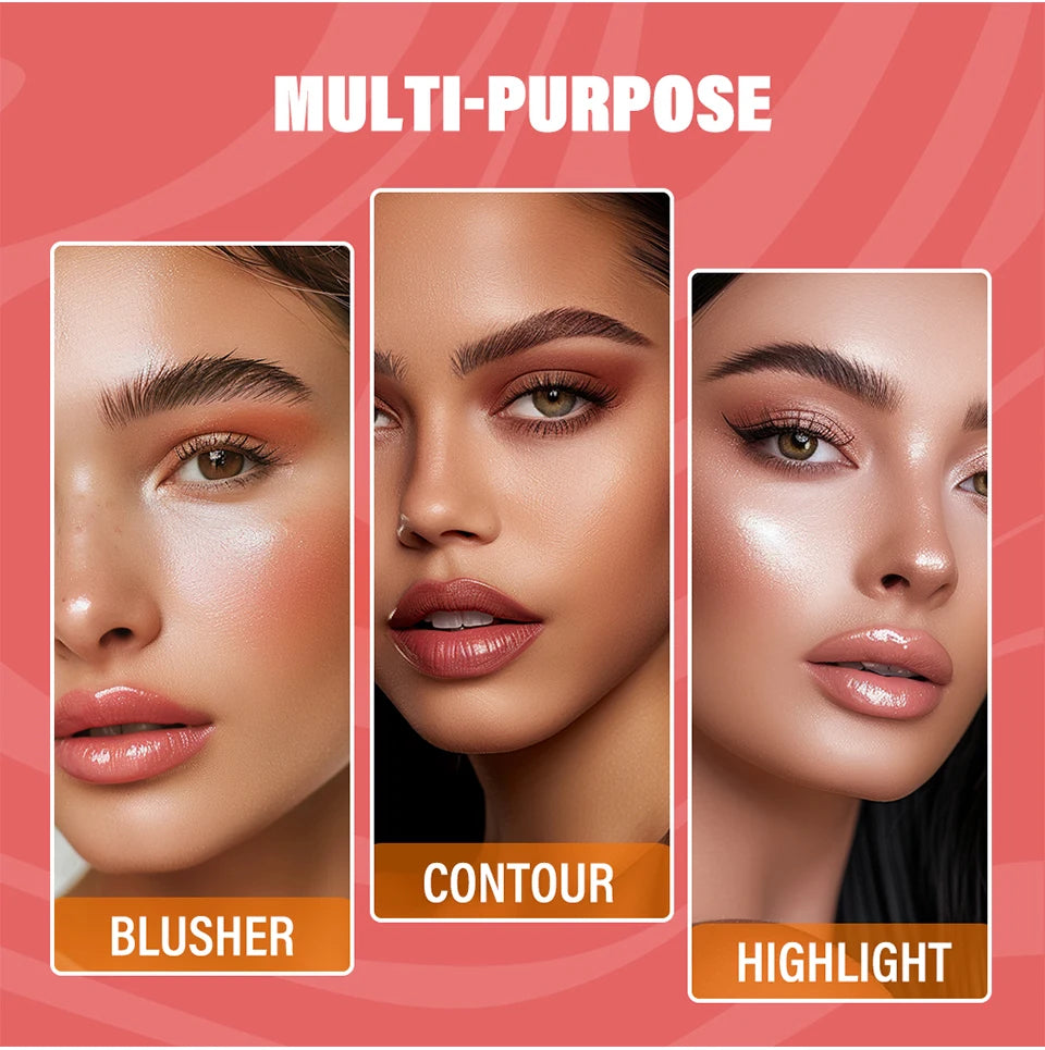 Professional Makeup Powder Blush - 12HR Wear, Vegan Formula, Pink Cream Blusher Palette for Face Cosmetics