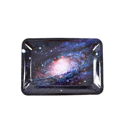 Metal Tobacco Storage Tray - Rolling Accessories Organizer with Decorative Patterns