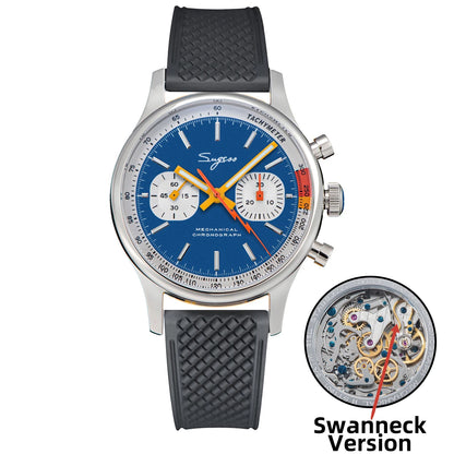 Sugess Men's Chronograph Mechanical Watch – Seagull ST19 Swan Neck Movement with Sapphire Crystal Racing V2