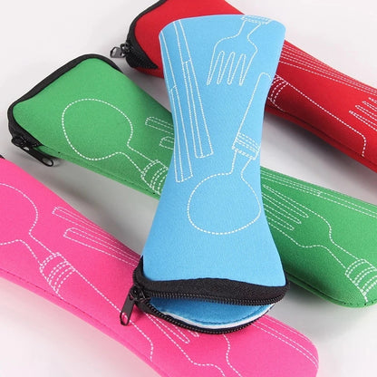 Portable Tableware Storage Bag – Cutlery Packaging Pouch for Forks, Spoons, Knives, Travel Dinnerware Case with Zipper