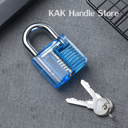KAK Transparent Practice Padlock - DIY Cutaway Lock Picking Training Tool with Keys for Locksmith Practice