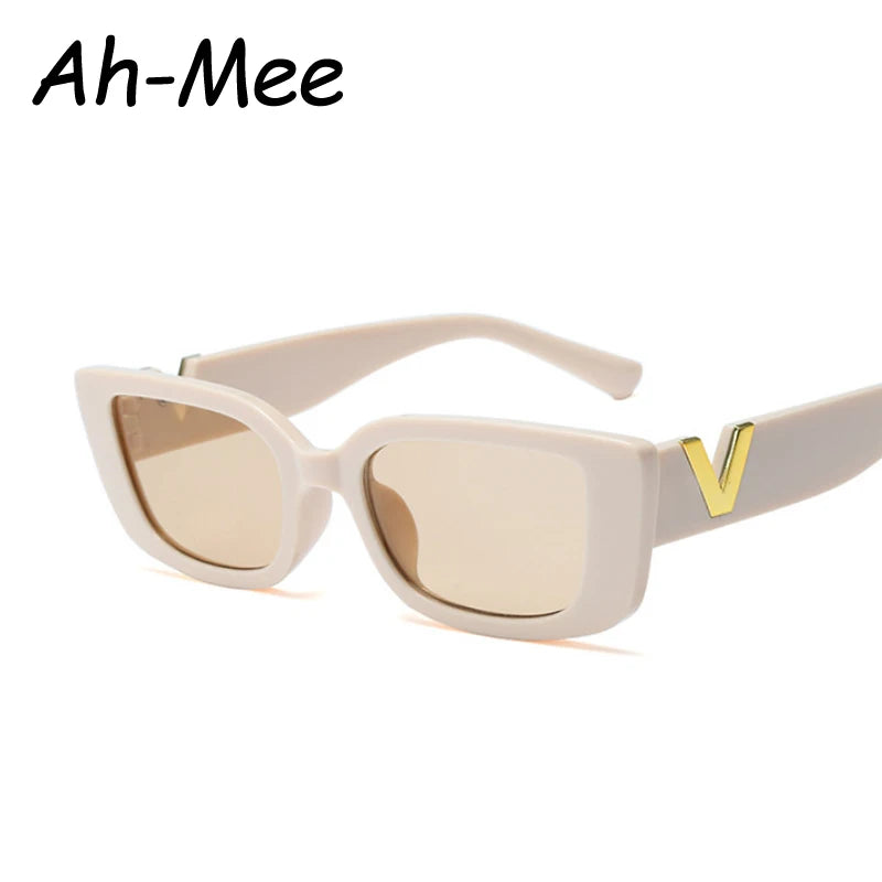 Fashion Rectangle Sunglasses Women: Luxury Brand Vintage Small Frame Sun Glasses, Classic Black Square Eyeglasses Oculos