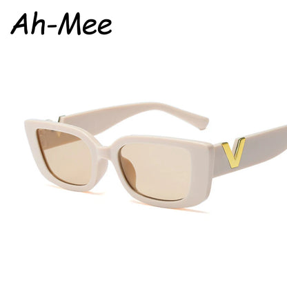 Fashion Rectangle Sunglasses Women: Luxury Brand Vintage Small Frame Sun Glasses, Classic Black Square Eyeglasses Oculos