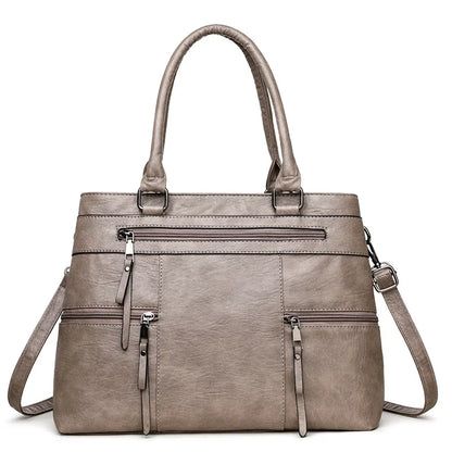 Women’s Leather Handbag - Elegant Top-Handle Shoulder & Crossbody Tote Bag