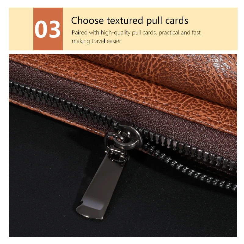 Men's PU Leather Zipper Wallet – Large Capacity Clutch Bag with Phone Holder, Card Slots & Coin Pocket
