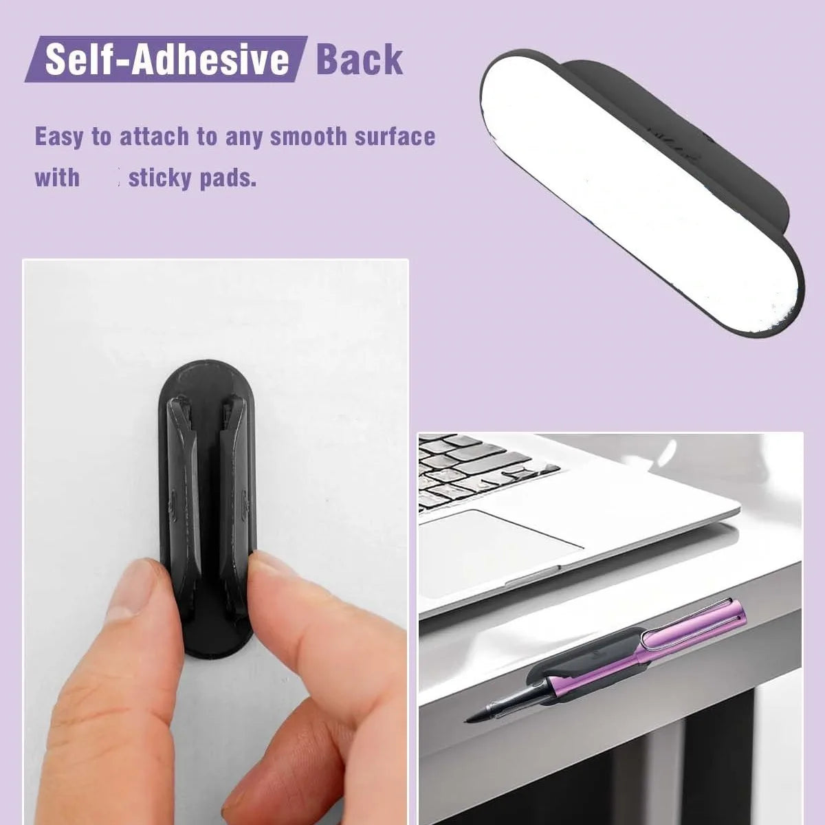 Sticky Pen Holder Desk Organizer - Adhesive Clip for Office, Teacher Supplies & Stationery Storage