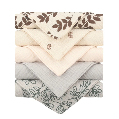 5PCS Baby Cotton Gauze Towels - Soft Absorbent Face Cloths for Bathing, Feeding & Daily Care