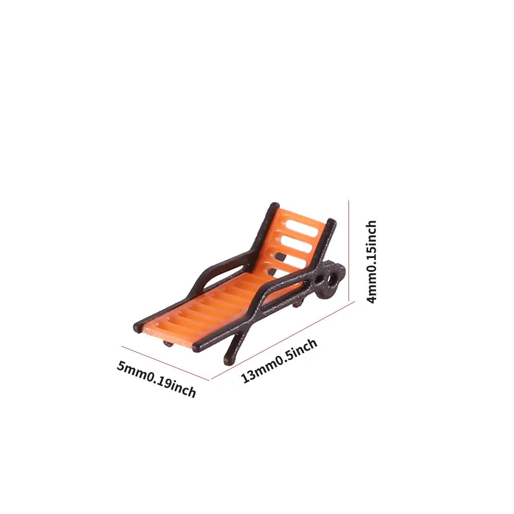 5PCS Miniature Park & Beach Lounge Chairs – 1:30–1:150 Scale Diorama Outdoor Garden Deck Chair Models