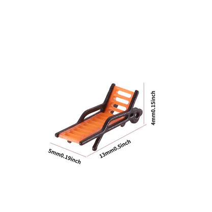 5PCS Miniature Park & Beach Lounge Chairs – 1:30–1:150 Scale Diorama Outdoor Garden Deck Chair Models