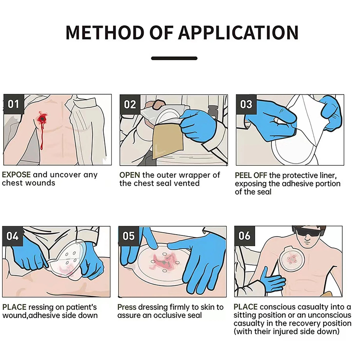 Medical Chest Seal Vented Dressing - Hyfin IFAK Bandage for First Aid Kits, Outdoor Emergency Medical Treatment