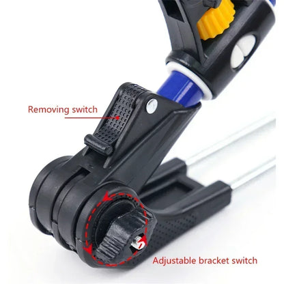 Adjustable Stainless Steel Telescopic Fishing Rod Holder Bracket – 1.7M/2.1M/2.4M Thickened Dual-Purpose Fishing Rod Support Stand for Outdoor Fishing