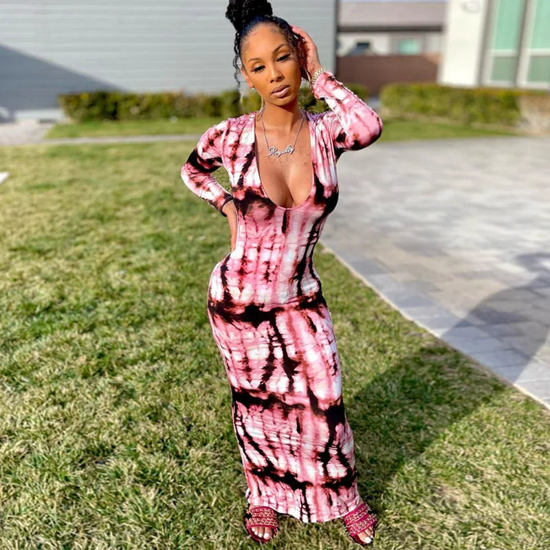 Women’s Off Shoulder Printed Maxi Dress - Slim Fit Bandage Chest Wrap Summer Party Dress