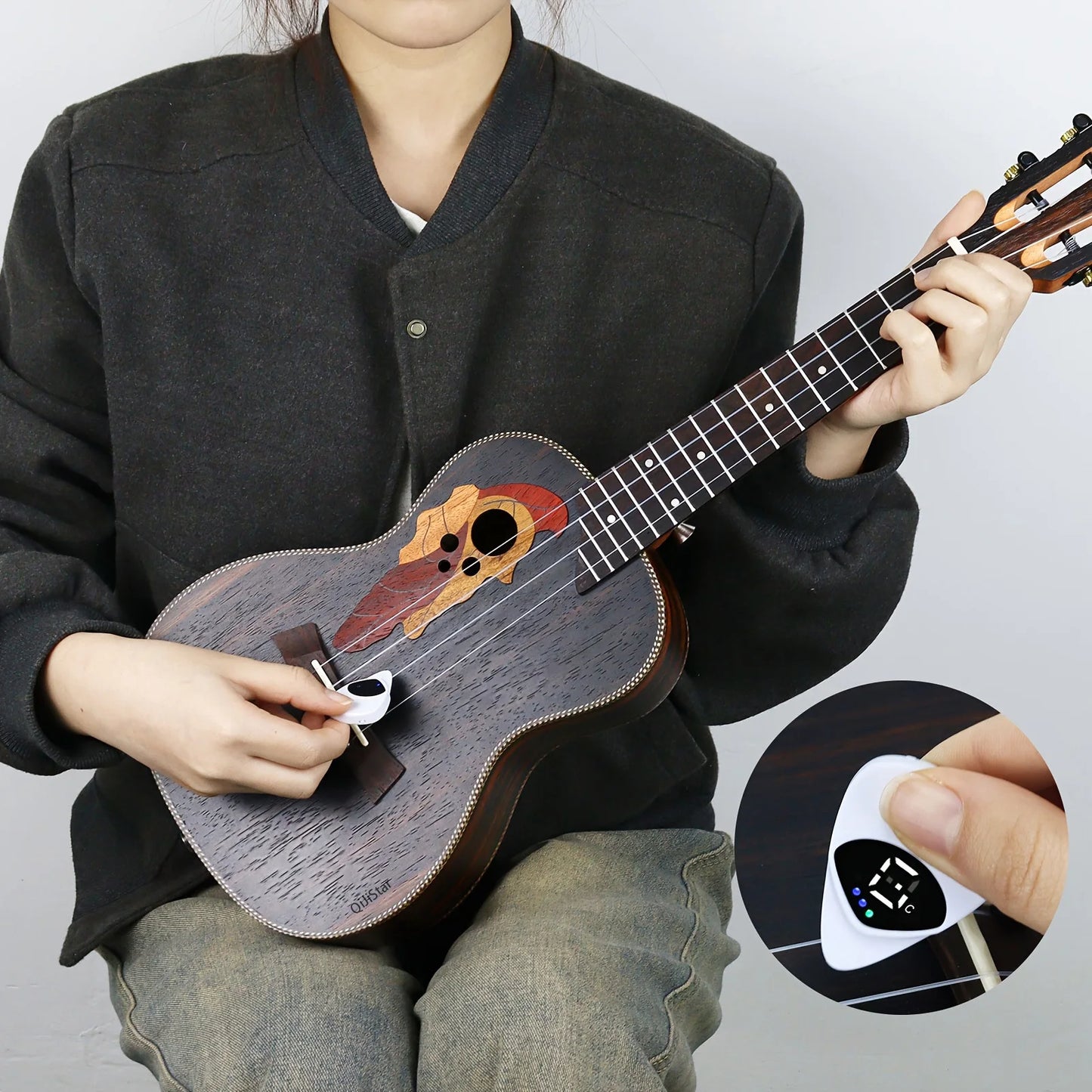 Portable Guitar Pick & Tuner Combo - 2 in 1 Functionality with Pick, Folk Guitar & Ukulele Tuner, 12-Tone Equal Temperament