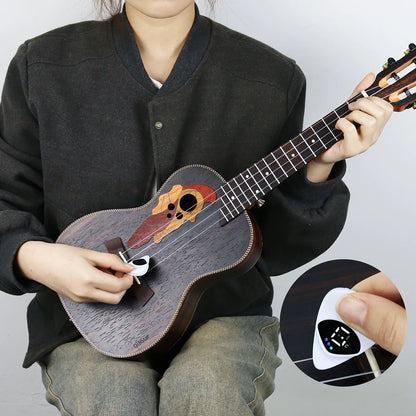 Portable Guitar Pick & Tuner Combo - 2 in 1 Functionality with Pick, Folk Guitar & Ukulele Tuner, 12-Tone Equal Temperament