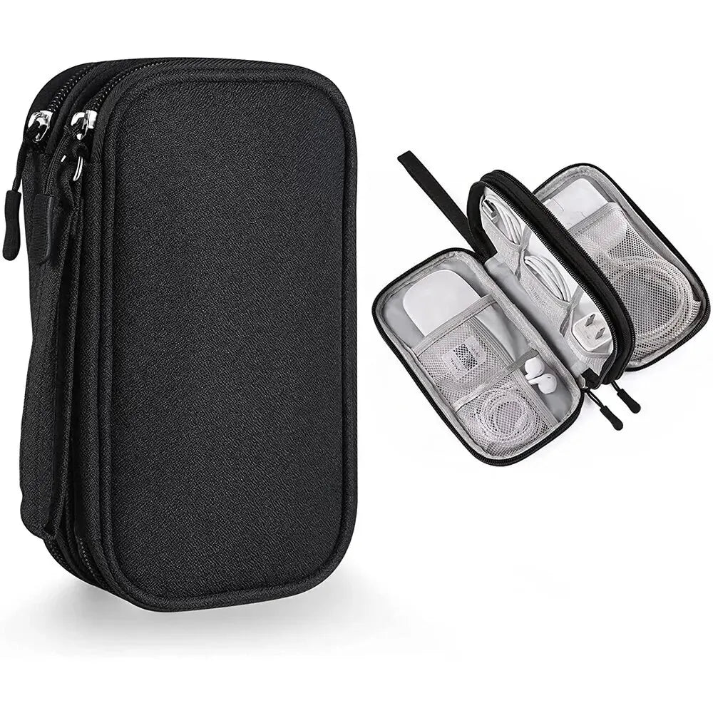 Waterproof Travel Cable Organizer Bag – Portable Double-Layer Storage Pouch for Cables & Chargers