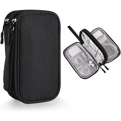 Waterproof Travel Cable Organizer Bag – Portable Double-Layer Storage Pouch for Cables & Chargers