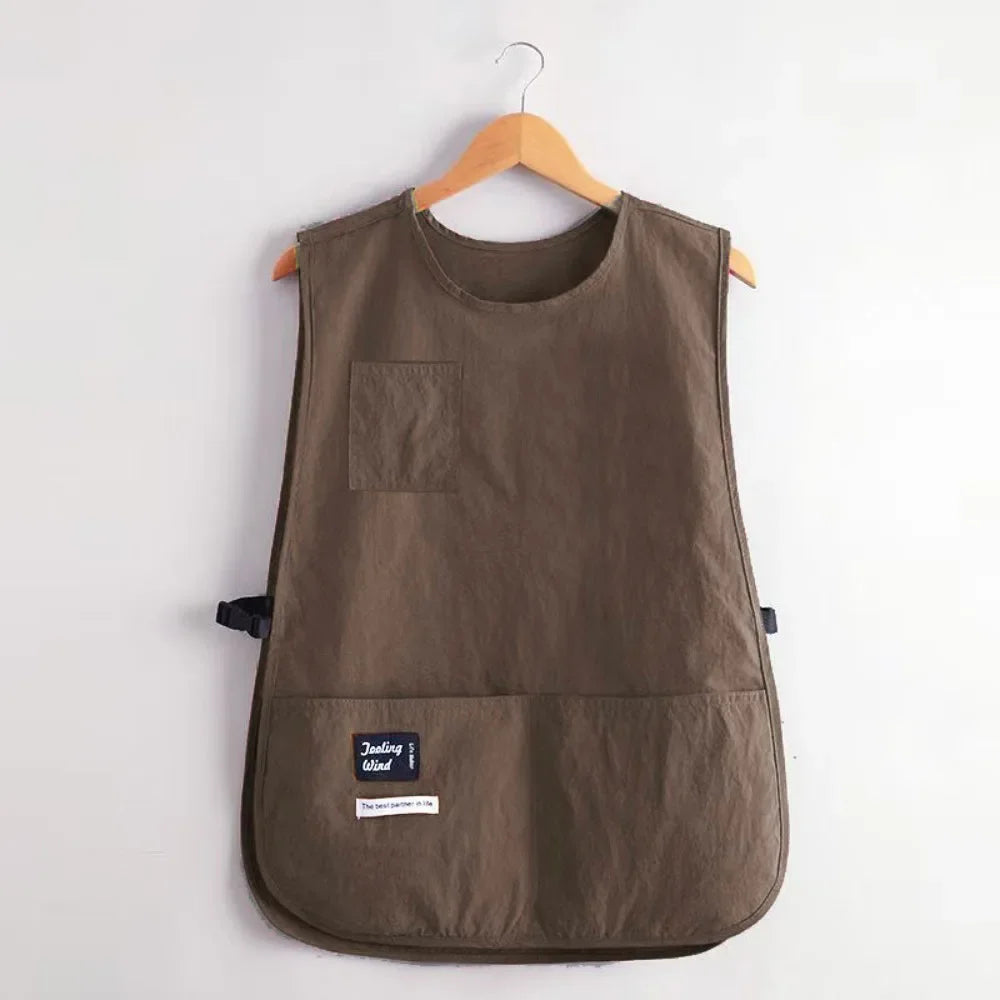 Waterproof Nylon Vest Apron - Breathable, Stain-Resistant Sleeved Kitchen Apron for Cooking, Cleaning & Household Tasks