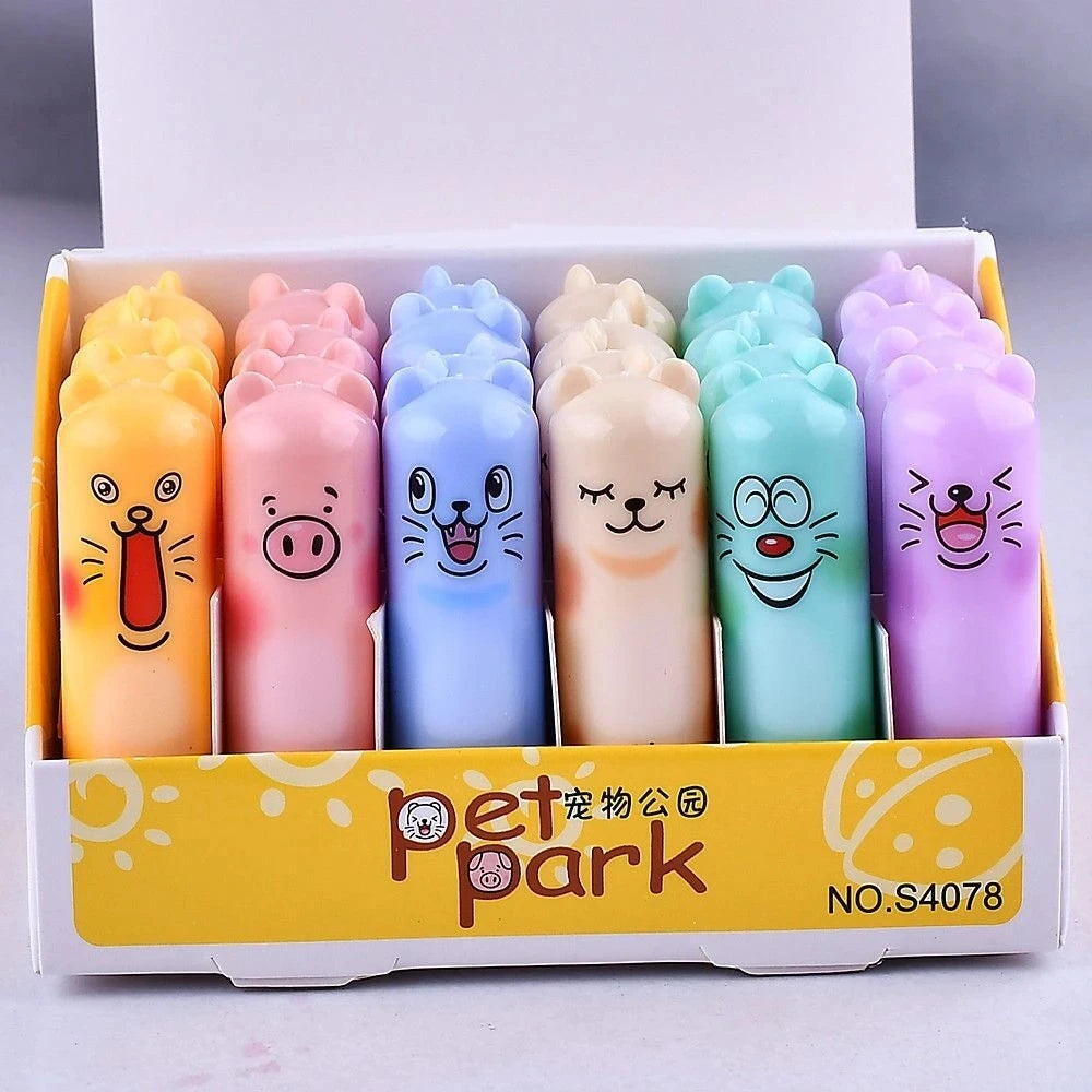 24-Piece Fruit-Flavored Lip Balm Set - Moisturizing Colorless Lip Gloss with Cute Cartoon Designs